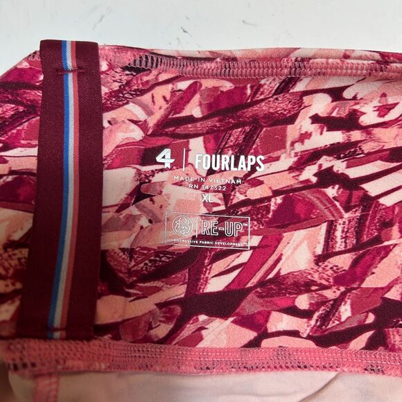FourLaps NWT Arc Confetti Camo Pink High Rise Bike Workout Shorts Size XL - Picture 8 of 12
